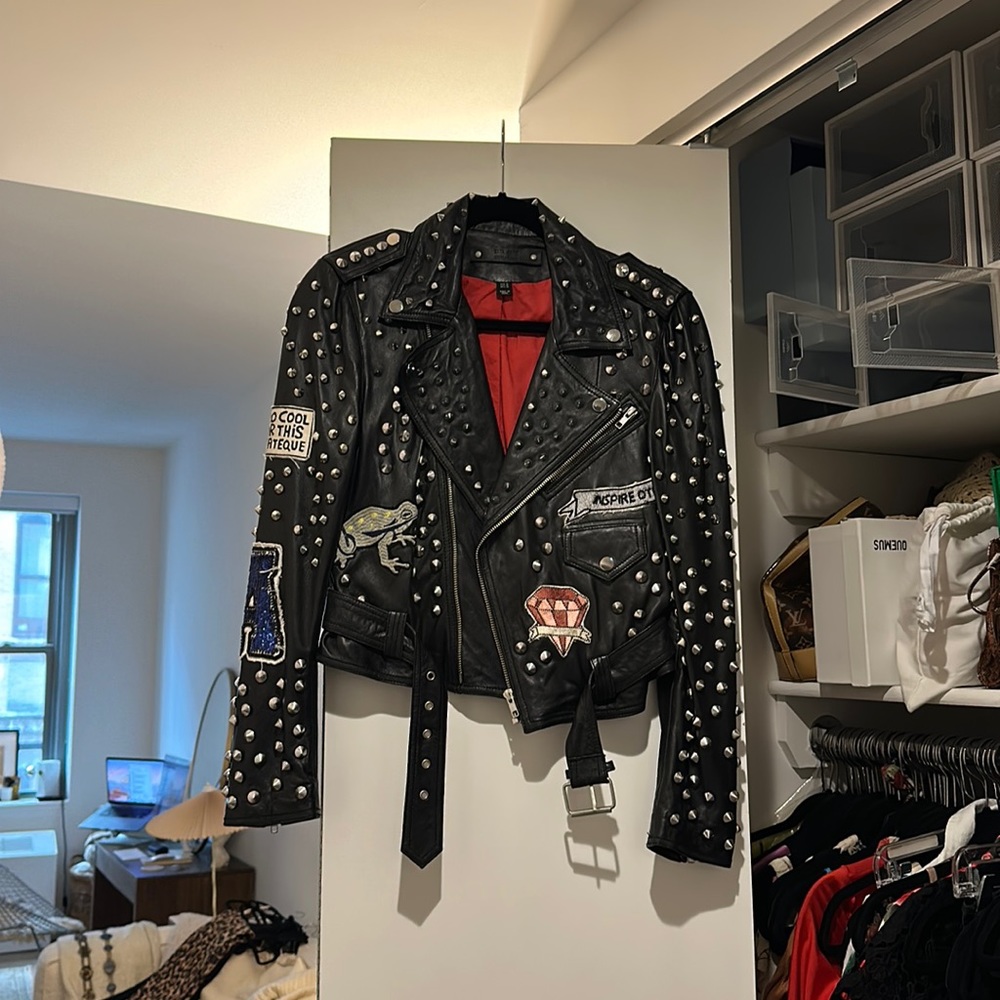 Zara Unique Leather Studded Patch Jacket - image 1